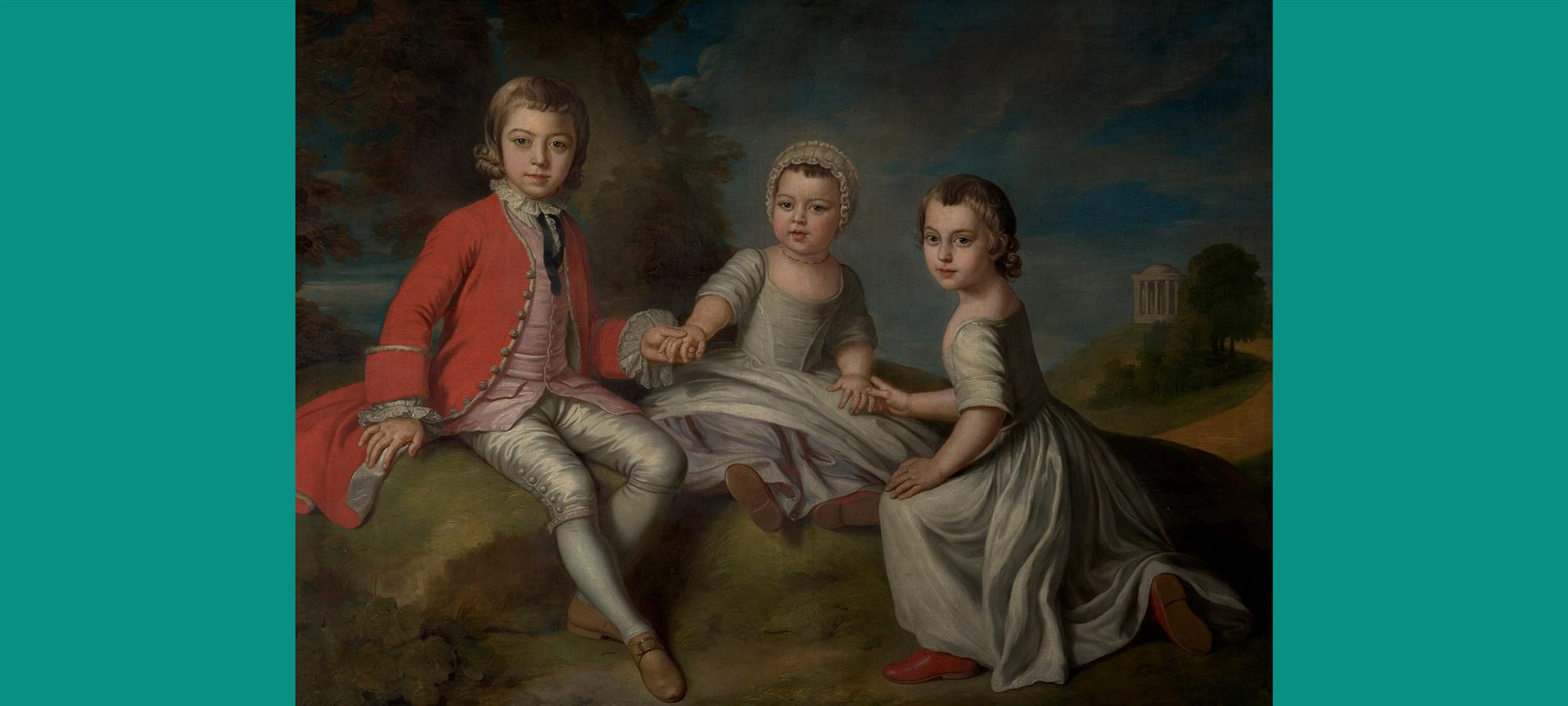 Painting by William Hoare of Bath depicting the Duke of Newcastle's three small children 
