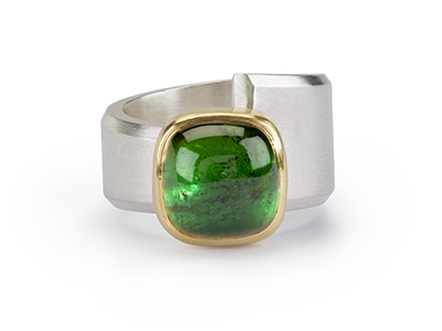 lucy martin metal ring with green stone