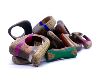 Image of a pile of bespoke wooden rings