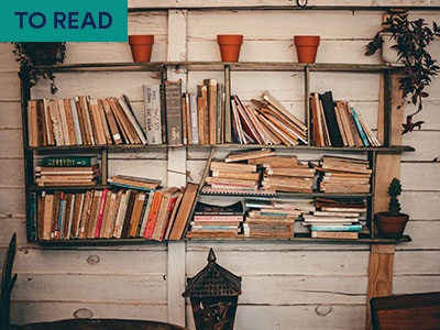 Bookshelves with 'to read' in top left corner