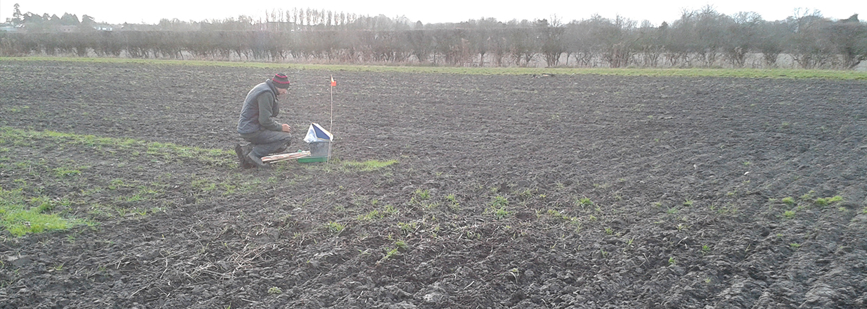 Richard Pincott of The Field Detectives setting up the on-field finds recording station