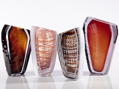 Orange glass vases