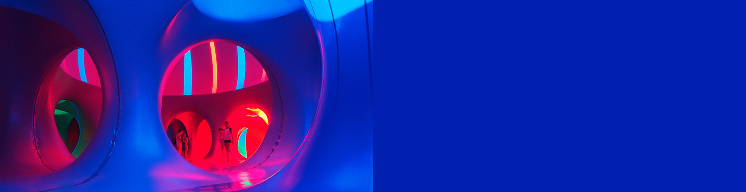 Luminarium - an inflatable blue room bathed in multi coloured light