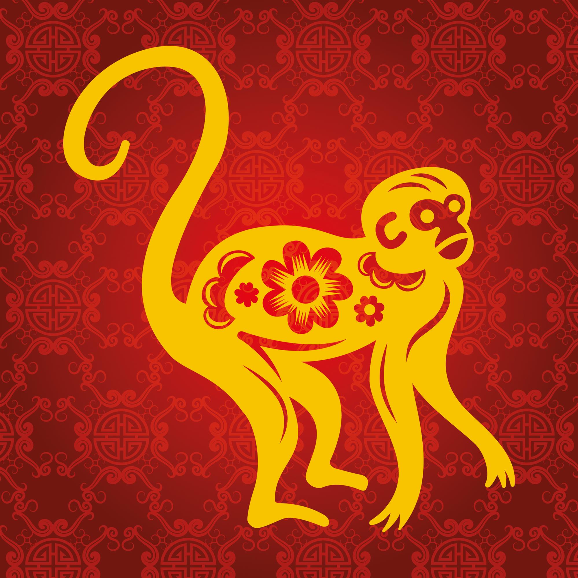 yellow monkeyon a red background