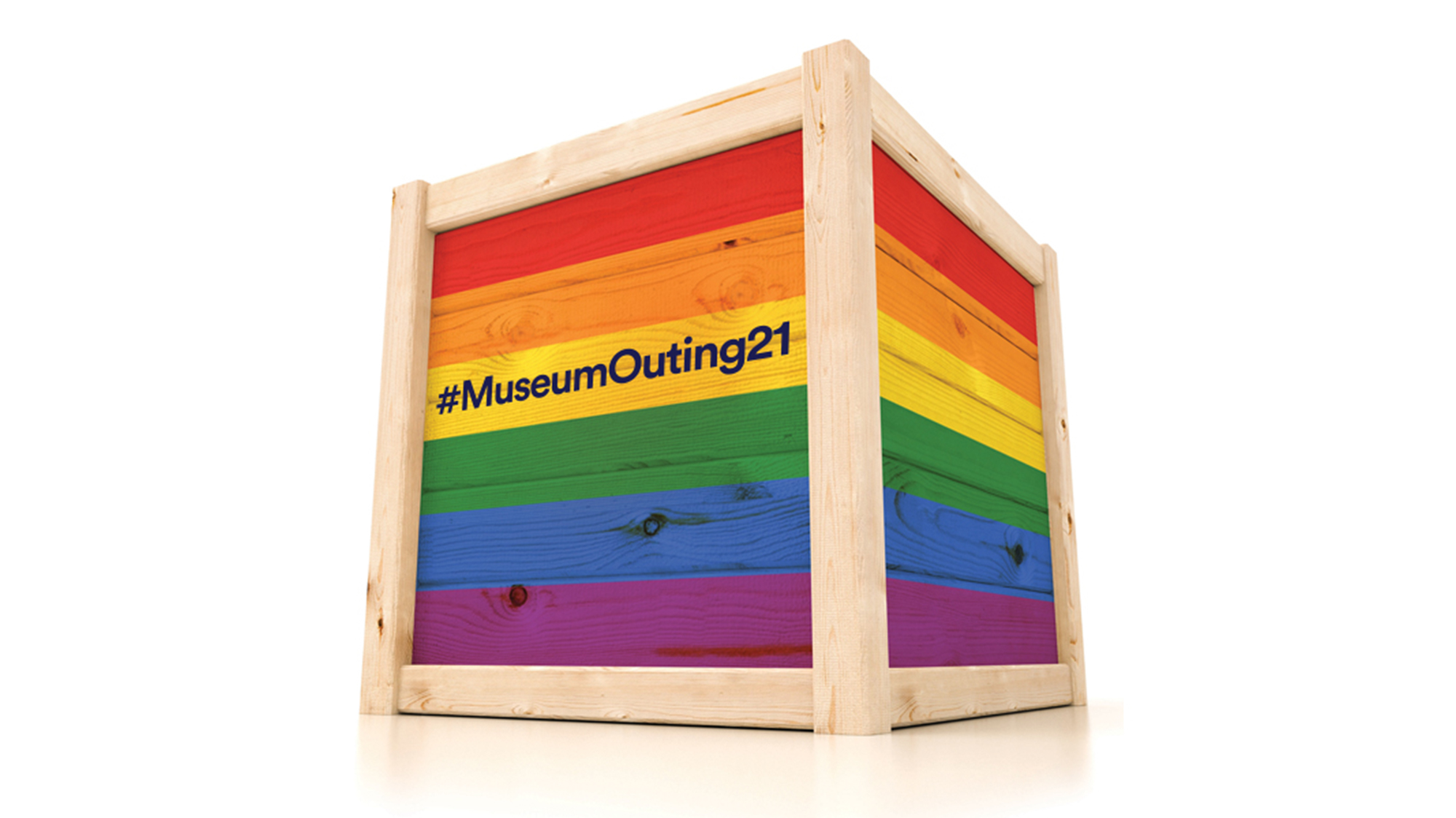 Photo of multicolours crate box with keywords: #MuseumOuting21