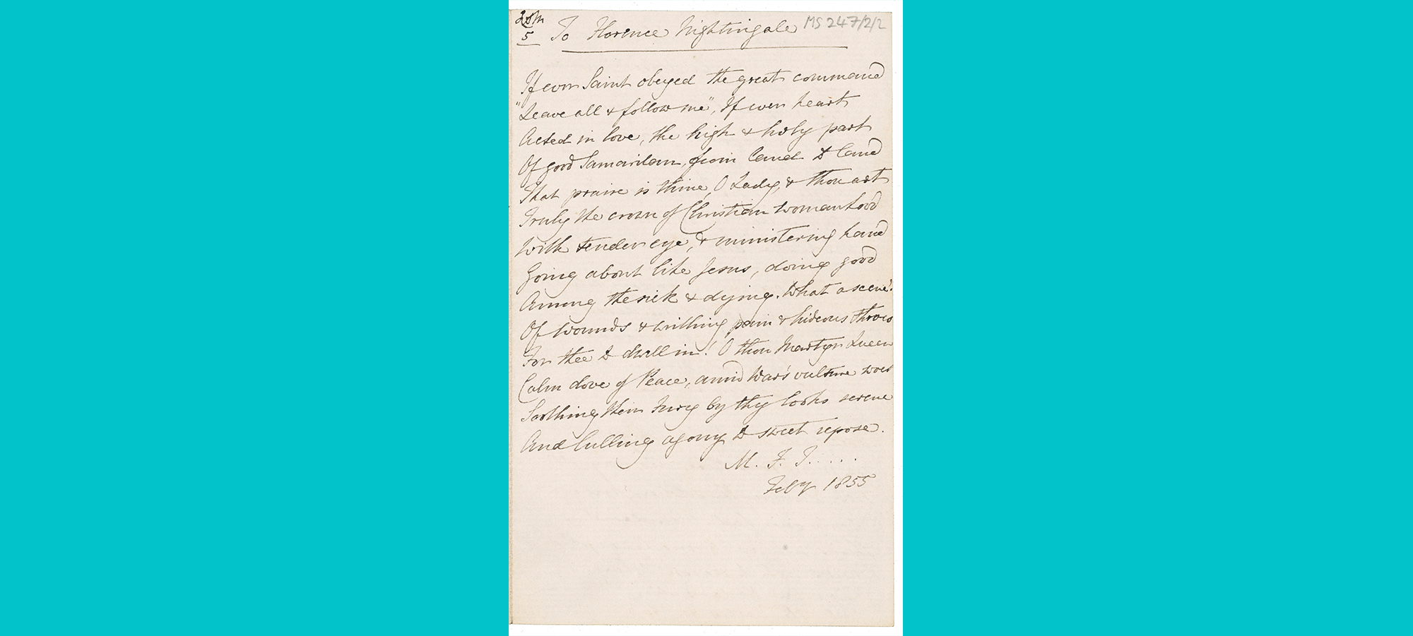 scan of handwritten poem to Florence Nightingale 