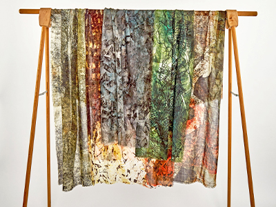 Lubna Din earthy patterned silk scarves