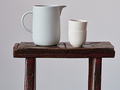 White matte jug and cups
