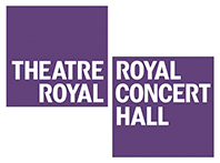 The royal concert all and theatre royal logo in violet