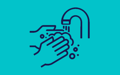 handwashing icon on pink background