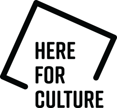 The DCMS 'Here for Culture' logo in black