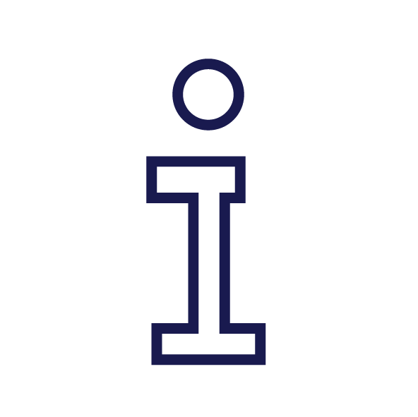 an outline of the letter i in blue